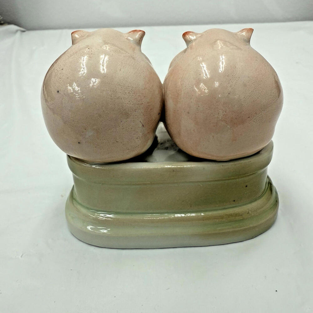 German Pink Pig Fairing A Fine Looking Couple Porcelain Figure Vintage - Picture 2 of 7